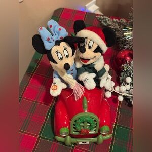 Disney Red Holiday Car with Mickey and Minnie Plush